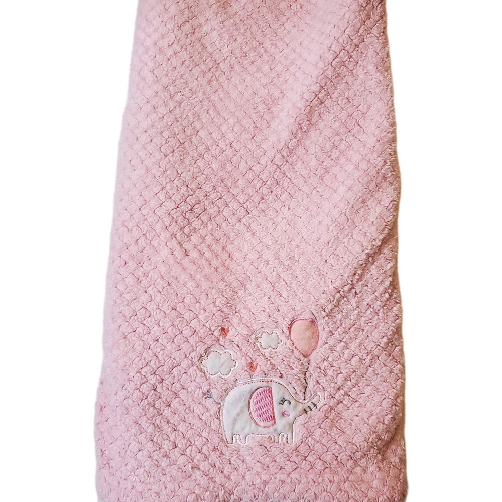 Girls Zak & Zoey Plush‎ Pink Elephant Balloon Clouds Hearts Waffle Baby Blanket